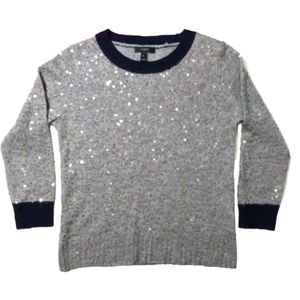 J. Crew Gray Sweater with Navy Trim